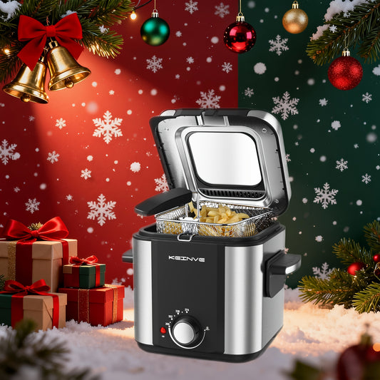 Stainless Steel Deep Fryer with Odor Filter & Viewing Window