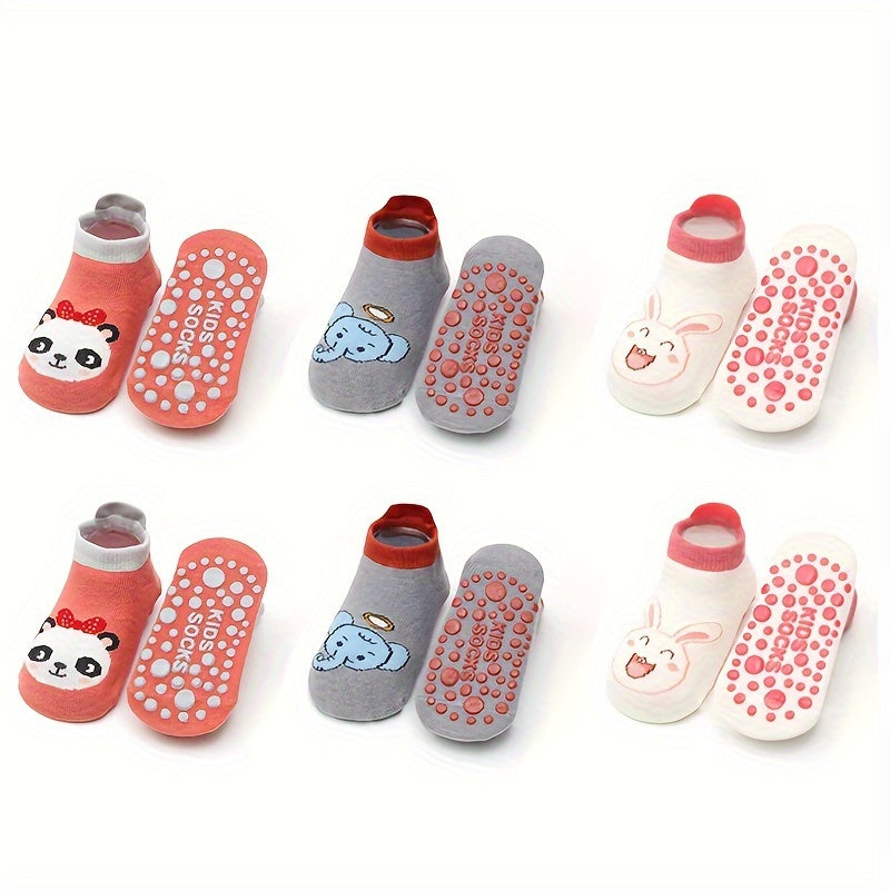 6 Pairs Non-Slip Toddler Socks with Tail Gels