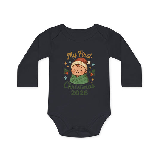 Baby Bodysuit — "My First Christmas 2026" Cute Holiday Infant Onesie