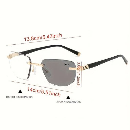 Photochromic Reading Glasses – Rimless Color Changing Readers for Men & Women