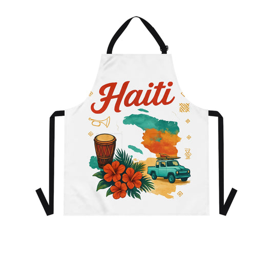 Haiti-Inspired Apron, Colorful Chef Apron, Unique Cooking Gift, Tropical Foodie Accessory, Culinary Artwear, Vibrant Kitchen Fashion