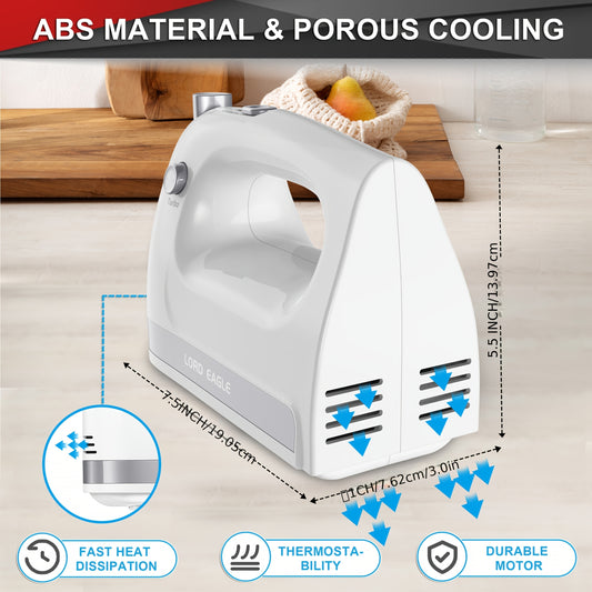 Lord Eagle 400W Electric Hand Mixer - 5-Speed Handheld Mixer for Baking