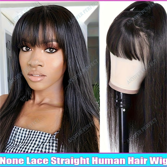 250% Density Brazilian Virgin Straight Wig with Bangs