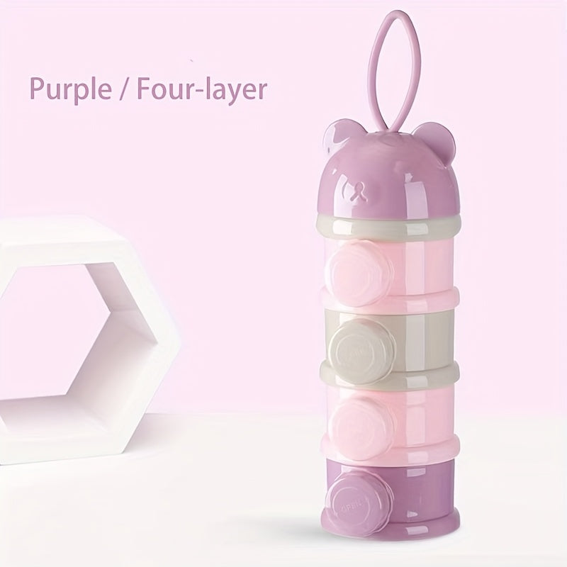 🍼 3/4-Layer Baby Formula Dispenser & Breast Milk Organizer: Leakproof, BPA-Free, Snap-Fit Lid - Travel-Friendly for On-the-Go Feeding