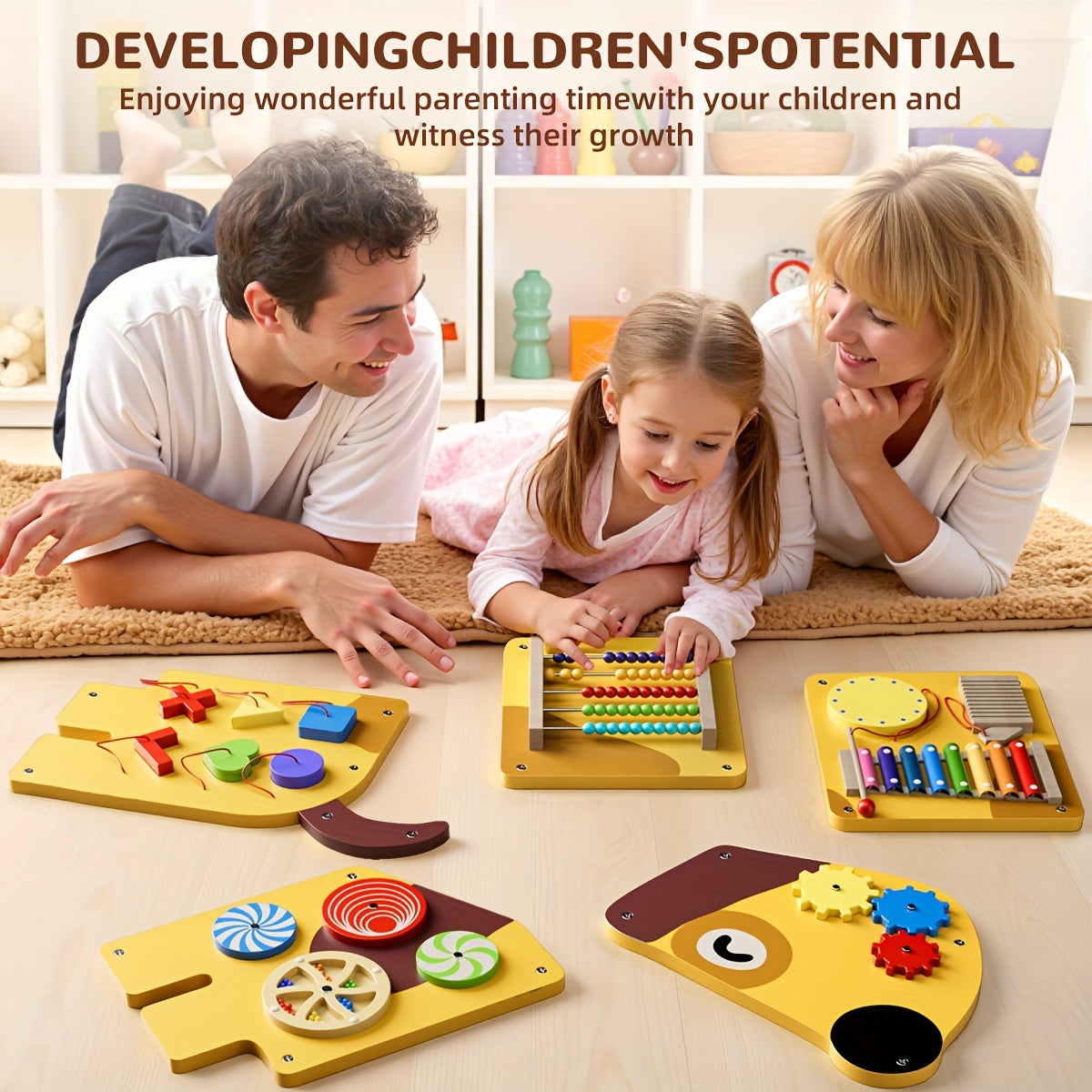 12-in-1 Interactive Dog Activity Wall Busy Board for Toddlers