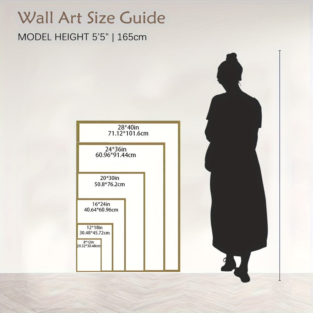 1 Unique Style Solid Wood Frame Canvas Painting Minimalist Golden Circle (1) Perfect For Home Decoration, Festive Occasions And Gifts For Him/her. Suitable For Living Room And Bedroom, Ready To Hang, 2D