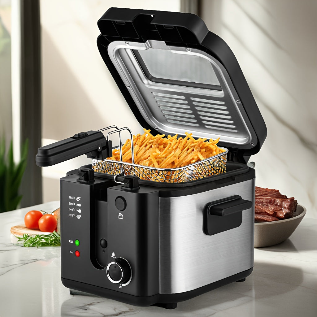 SUSTEAS Deep Fryer: 84.5oz Non-Stick Pot & Adjustable Temp
