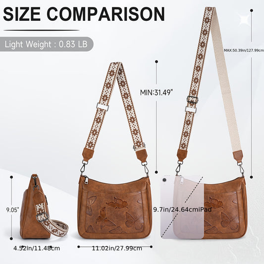 Women's Butterfly Crossbody Bag - Elegant Brown/Beige/Other Colors, Purse with Adjustable Strap & Zipper Closure, Lightweight Everyday Bag for Women, Perfect Gift for Birthdays, Travel, Work Special Events