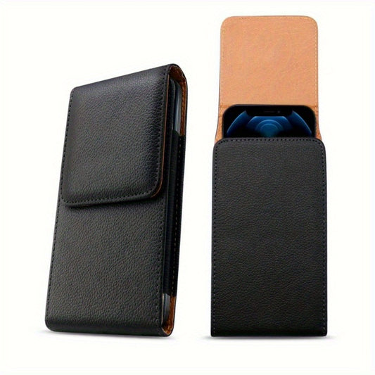Universal PU Leather Phone Holster – Vertical Waist Pouch with Belt Clip