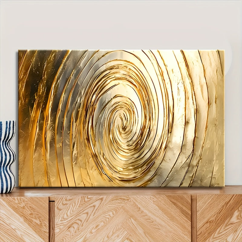 1 Unique Style Solid Wood Frame Canvas Painting Minimalist Golden Circle (1) Perfect For Home Decoration, Festive Occasions And Gifts For Him/her. Suitable For Living Room And Bedroom, Ready To Hang, 2D