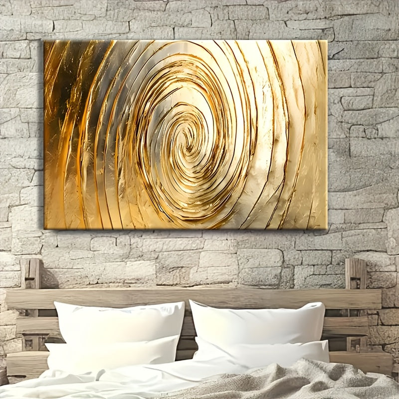 1 Unique Style Solid Wood Frame Canvas Painting Minimalist Golden Circle (1) Perfect For Home Decoration, Festive Occasions And Gifts For Him/her. Suitable For Living Room And Bedroom, Ready To Hang, 2D