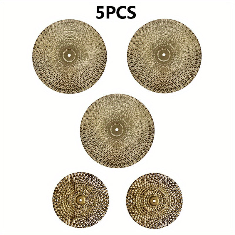 5/7pc Golden Metal Round Wall Hanging Set – Modern Luxury