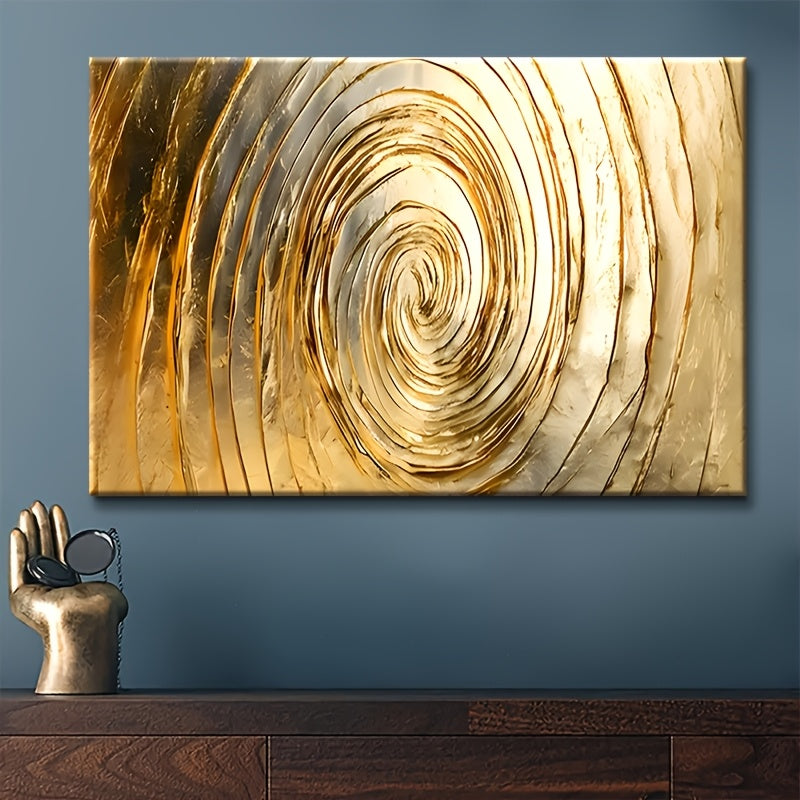 1 Unique Style Solid Wood Frame Canvas Painting Minimalist Golden Circle (1) Perfect For Home Decoration, Festive Occasions And Gifts For Him/her. Suitable For Living Room And Bedroom, Ready To Hang, 2D