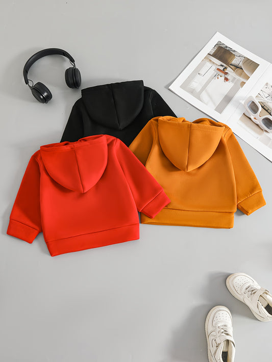 Baby Boy 3pc Warm Plush Hoodie Set – Paris Letter Print Outfit (Infant/Toddler)