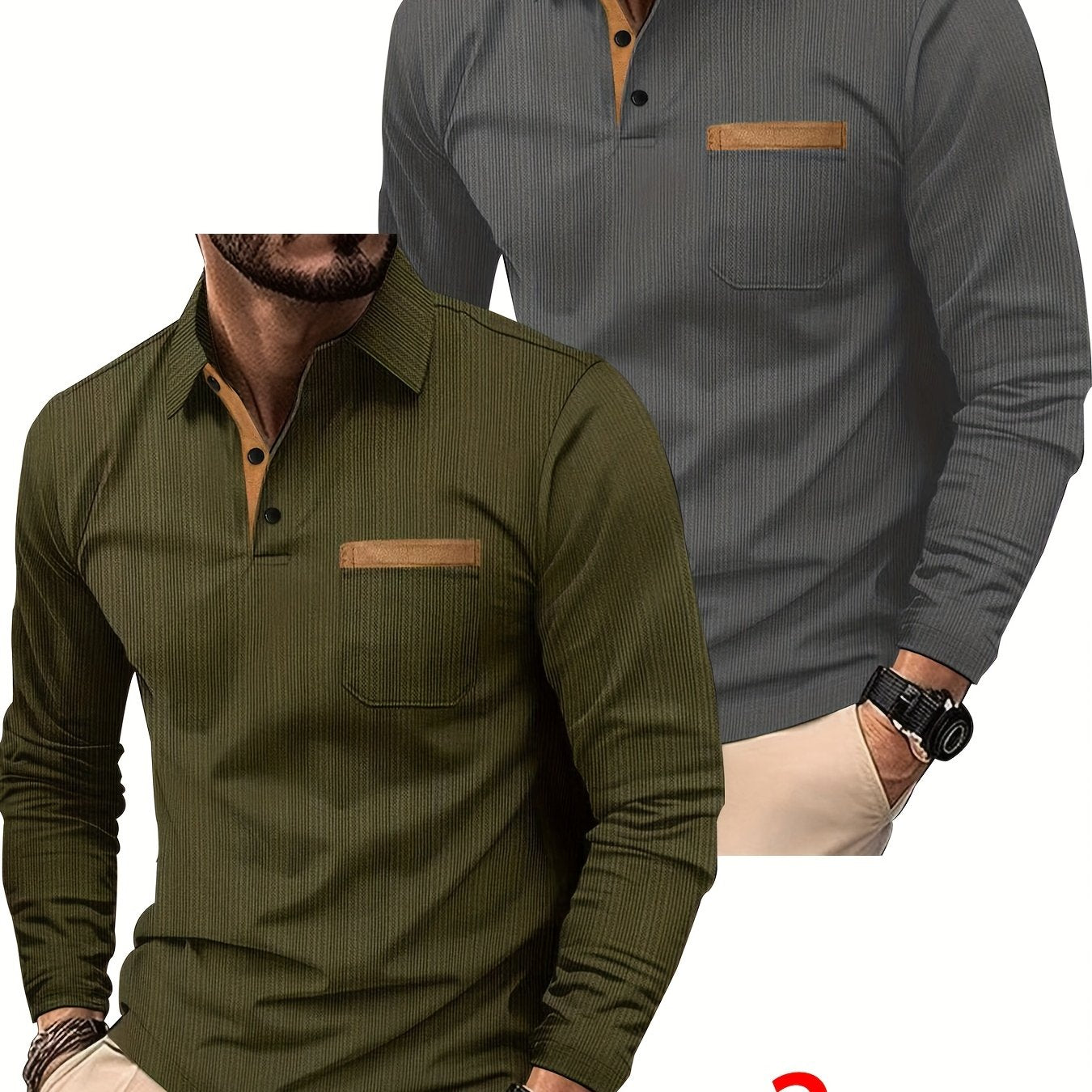 Pearson OBM Men’s Jacquard Color-Block Golf Polo (2-Pack)