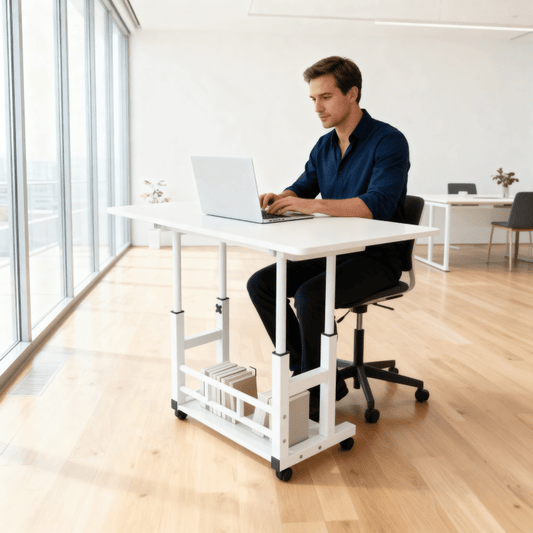 Height-Adjustable Mobile Computer Desk with Wheels