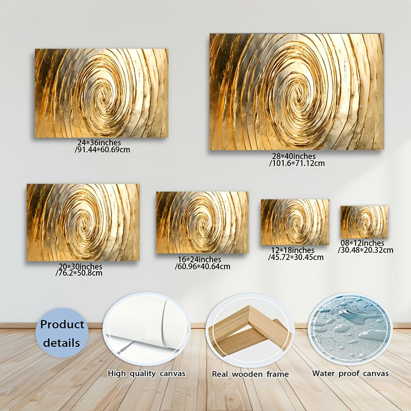1 Unique Style Solid Wood Frame Canvas Painting Minimalist Golden Circle (1) Perfect For Home Decoration, Festive Occasions And Gifts For Him/her. Suitable For Living Room And Bedroom, Ready To Hang, 2D
