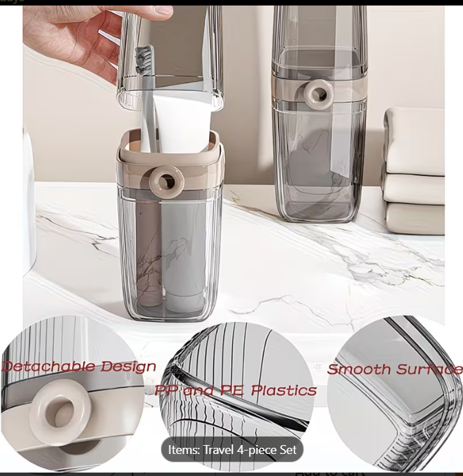 4-Piece Travel Storage Box Set: Lidded Soap Box & Toothbrush Case - Perfect for College Dorms, Showers, and Gyms