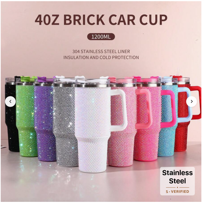 40 Oz Stainless Steel Diamond Sparkling Travel Mug: Insulated, Stylish, Perfect for Gifting