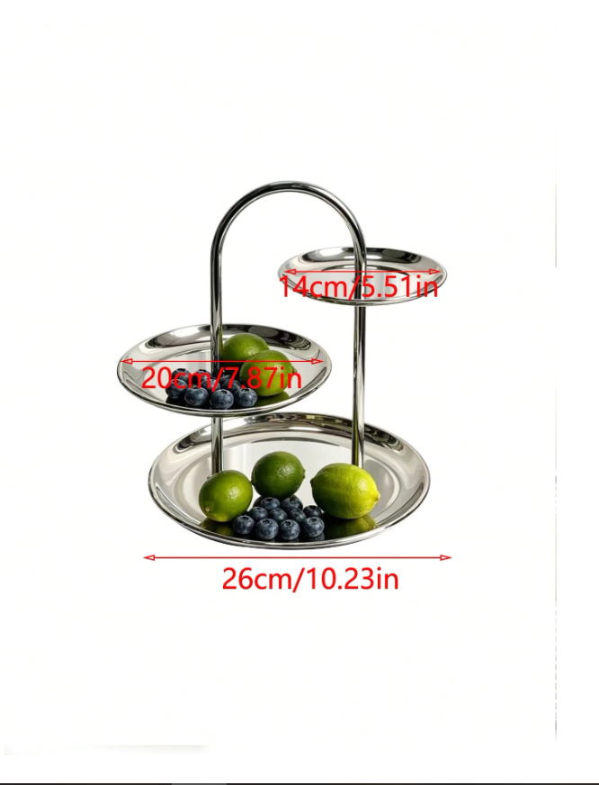 Luxury Stainless Steel Mirrored Fruit Plate - Elegant Multi-Layer Dessert Stand for Home and Events