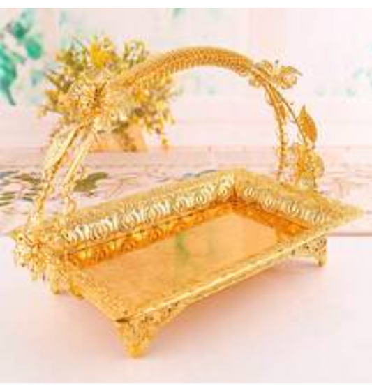 Stylish Metal Fruit Snack Basket - Multifunctional Retro Tray with Handle for Home, Kitchen, and Party Decor