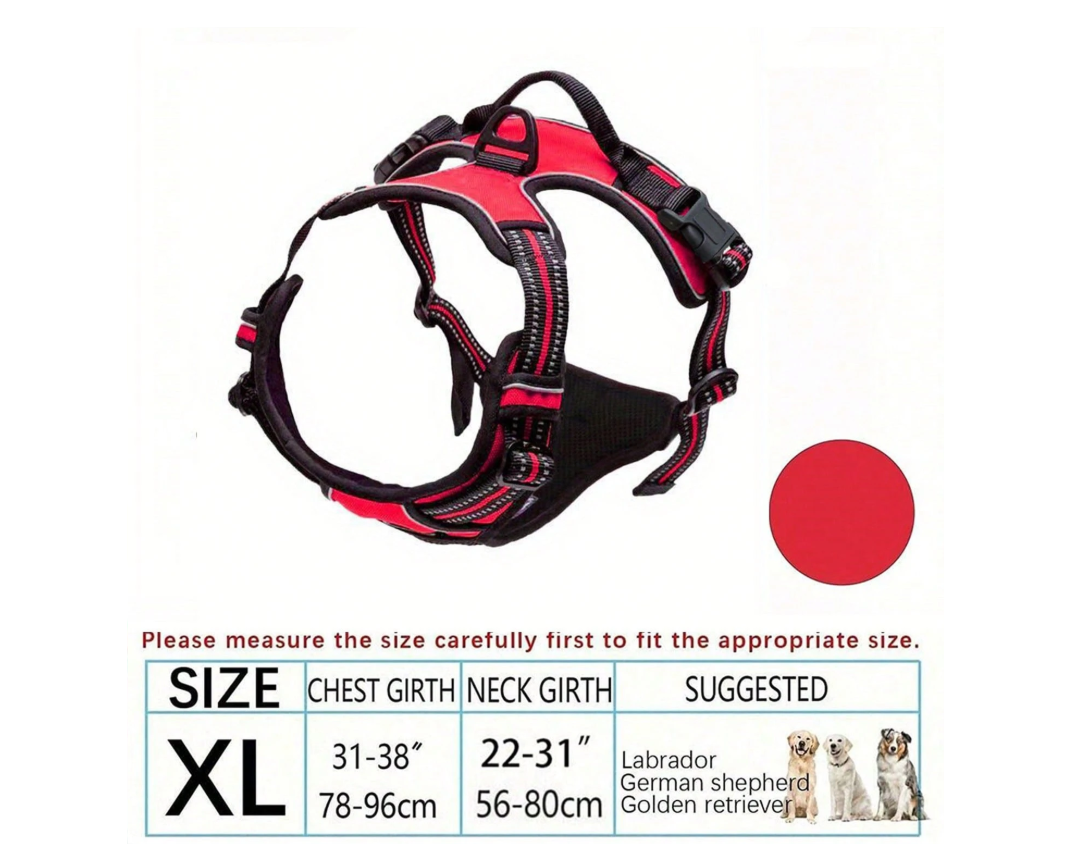 No-Pull Dog Harness – Adjustable Reflective Soft Padded Pet Vest with Handle & 2 Leash Clips