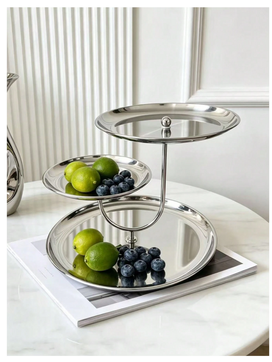 Luxury Stainless Steel Multi-Layer Mirrored Fruit and Dessert Stand - Elegant Nordic Style Table Decor for Weddings, Cafes, and Living Rooms