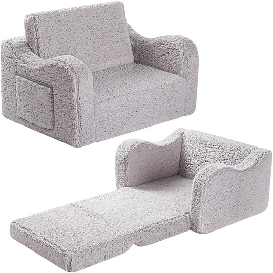 2-in-1 Convertible Sherpa Kids' Recliner Sofa