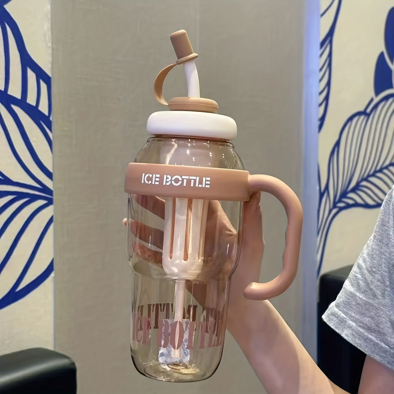 Durable PC 40oz Water Bottle w/ Handle & Safety Cover, Leak-Proof Portable Sport Bottle