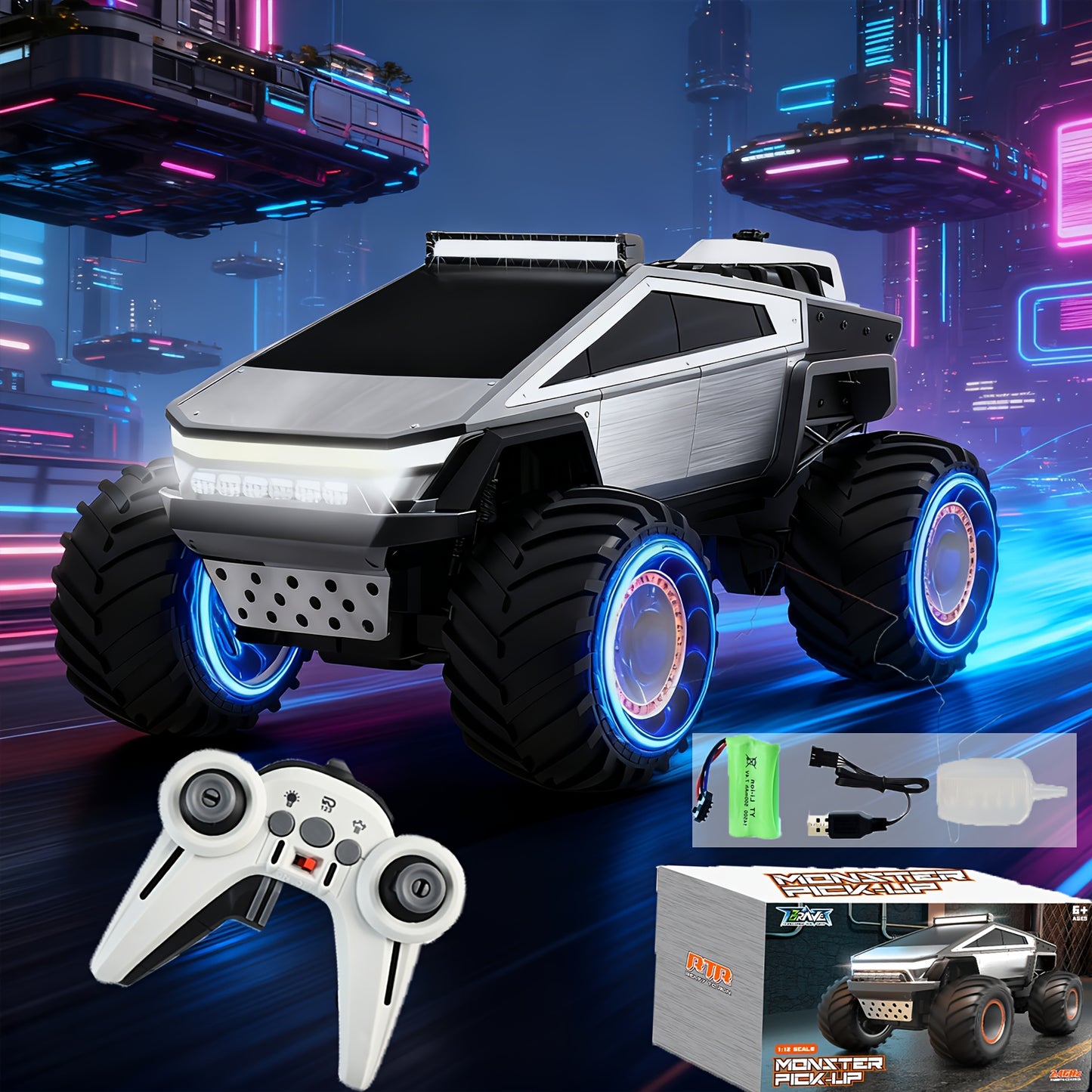 4WD Remote Control Cyberpunk Truck with Sound/Light