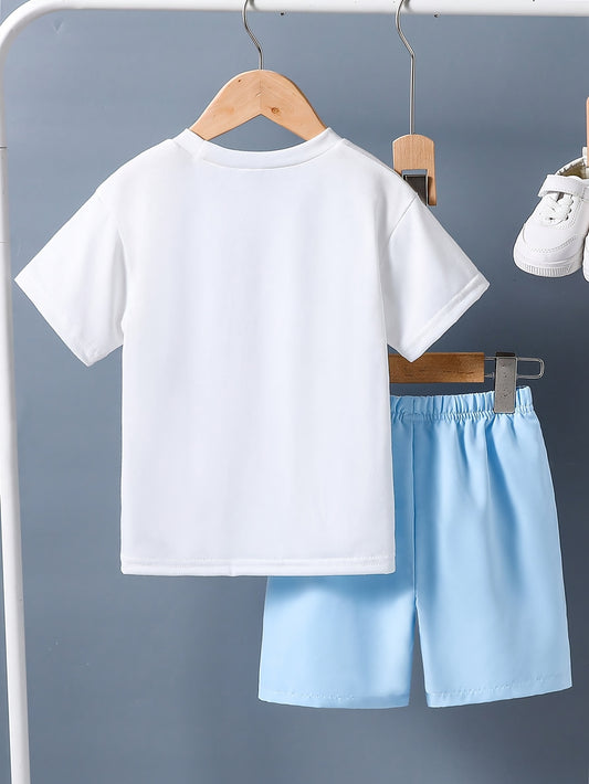 Boy's Skateboard Print T-Shirt & Shorts Set