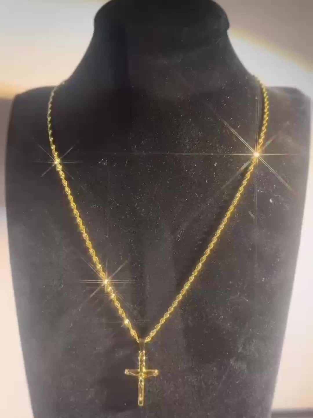 18K Gold Plated 925 Sterling Silver Cross Necklace