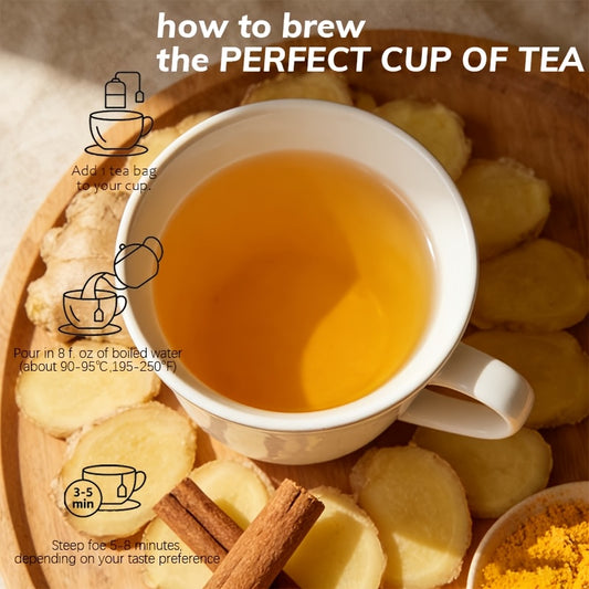 Pure Yellow Ginger Tea Bags – Caffeine-Free, No Sugar Added (25 or 50 Count)