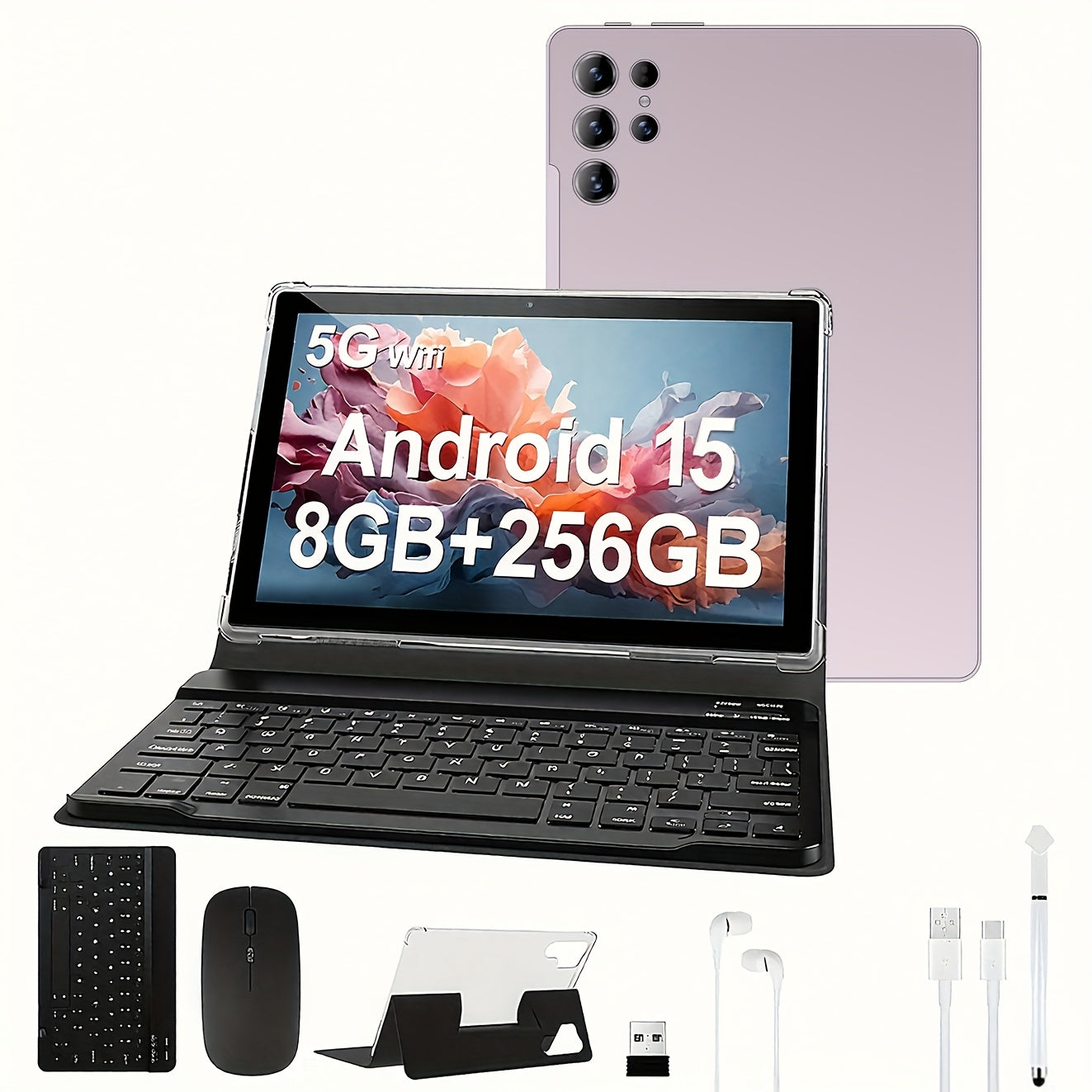 10.1" Android 15 Tablet Bundle with Keyboard, Mouse & Stylus