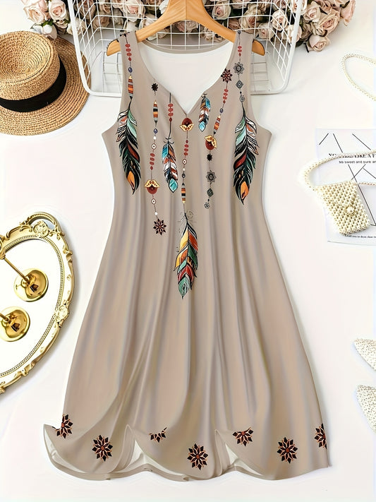 Summer V-neck Print Vest Dress