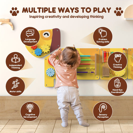 12-in-1 Interactive Dog Activity Wall Busy Board for Toddlers