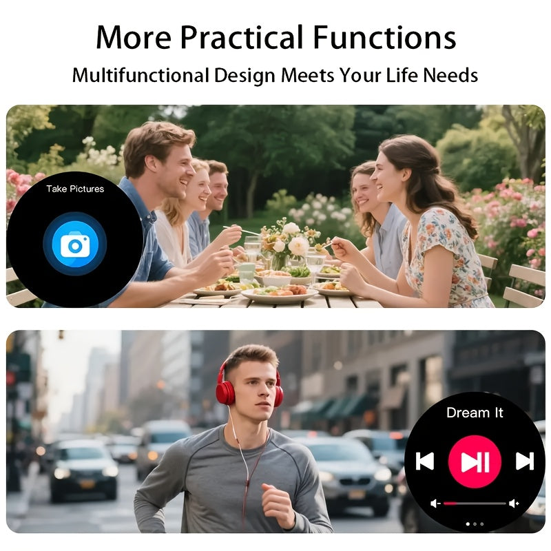Silicone Strap Smartwatch for Men and Women | Call-making and Answering, Pedometer, Calorie Counter, Multiple Exercise Modes, Remote Camera Control, Music Playback, Alarm, 180mAh Lithium Battery, 1.5-inch HD Circular Touchscr