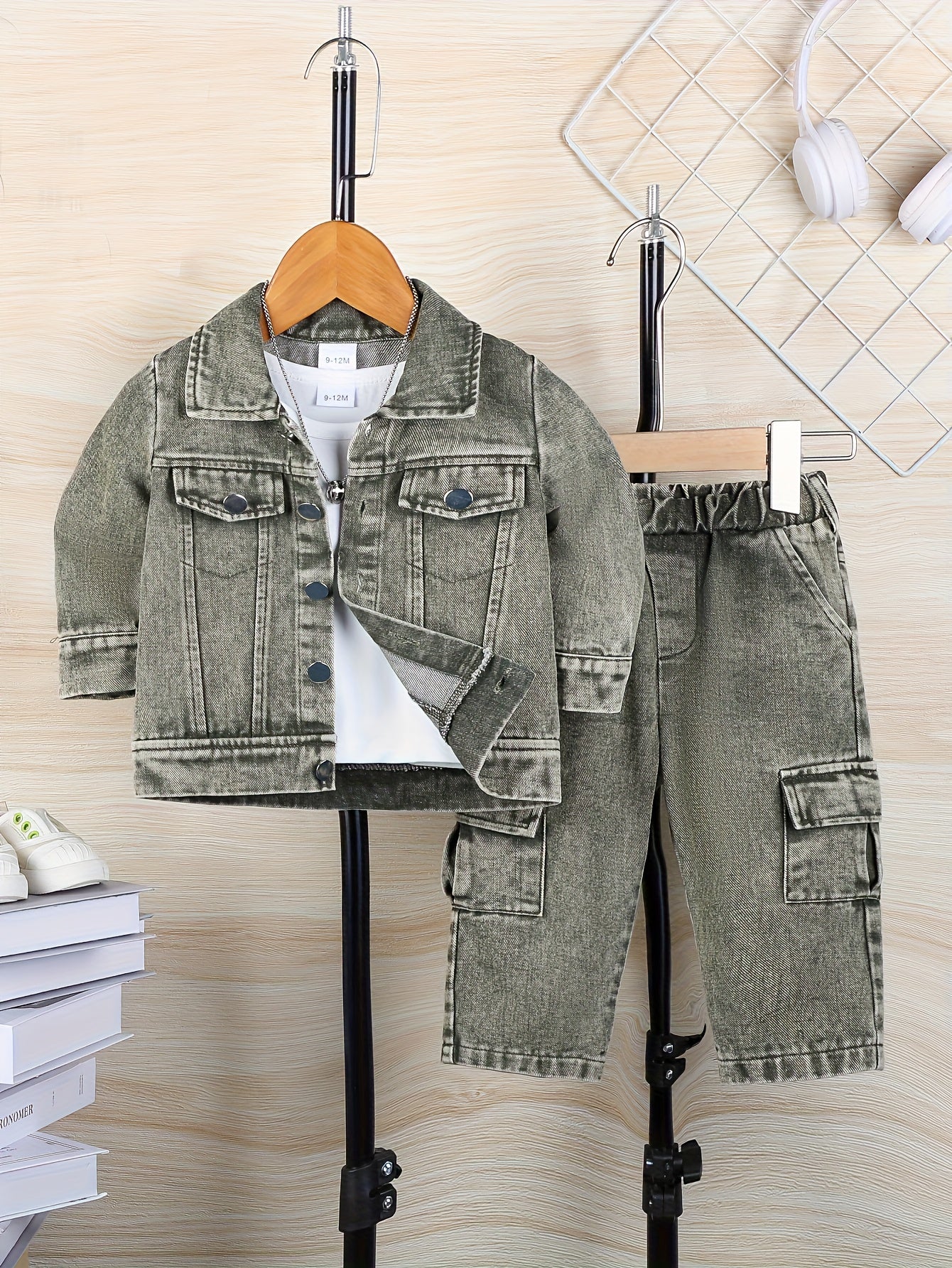 2pc Boys' Western Cowboy Outfit: Denim Jacket & Jeans Set