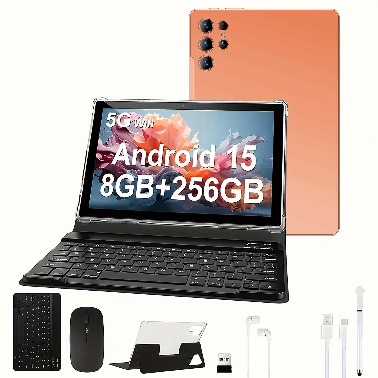 10.1" Android 15 Tablet Bundle with Keyboard, Mouse & Stylus