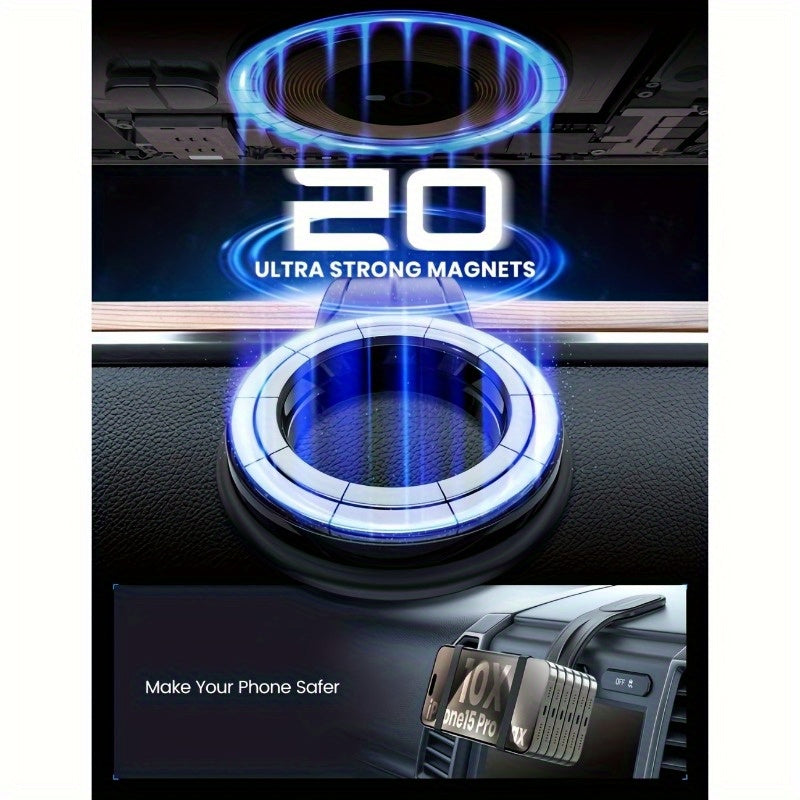 Magnetic Car Phone Holder - Removable & Bendable Long Arm Phone Mount