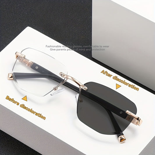 Photochromic Reading Glasses – Rimless Color Changing Readers for Men & Women