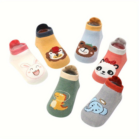 6 Pairs Non-Slip Toddler Socks with Tail Gels