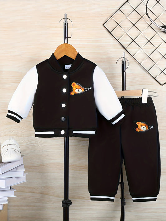 Unisex Kids' Letterman Baseball Jacket & Pants Set (2-Piece)