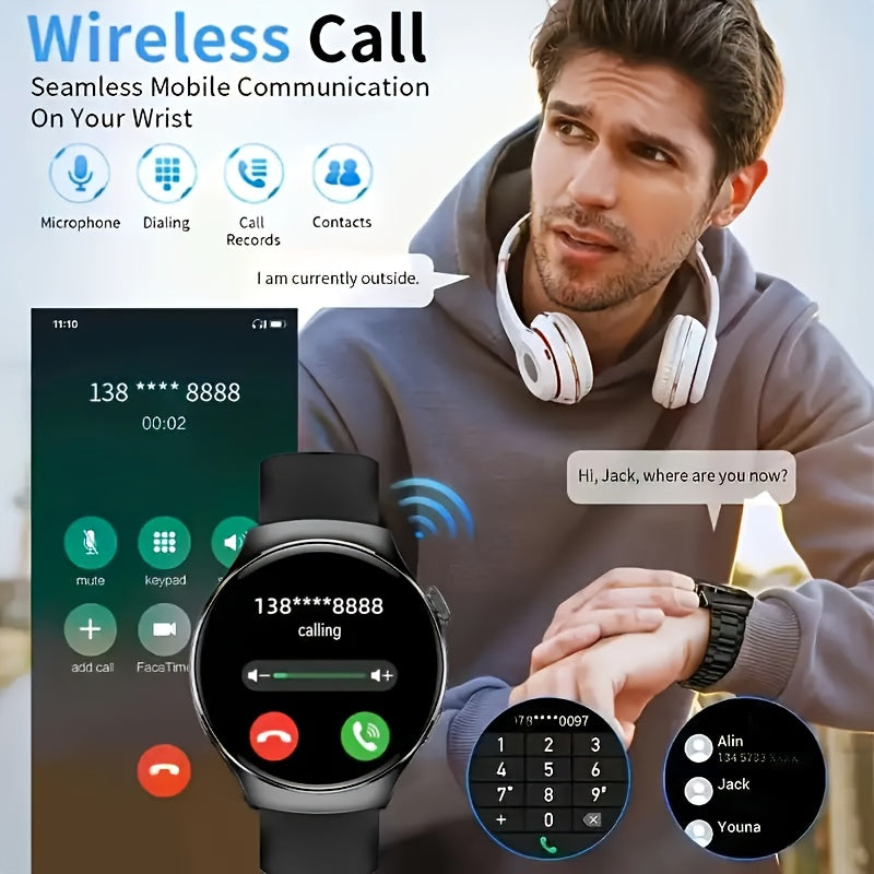 Silicone Strap Smartwatch for Men and Women | Call-making and Answering, Pedometer, Calorie Counter, Multiple Exercise Modes, Remote Camera Control, Music Playback, Alarm, 180mAh Lithium Battery, 1.5-inch HD Circular Touchscr