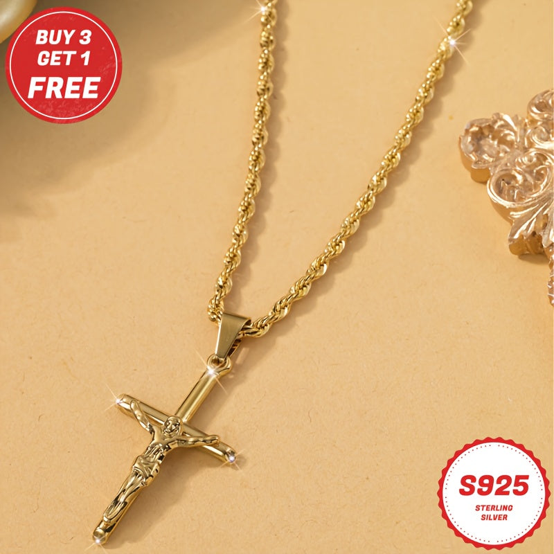 18K Gold Plated 925 Sterling Silver Cross Necklace
