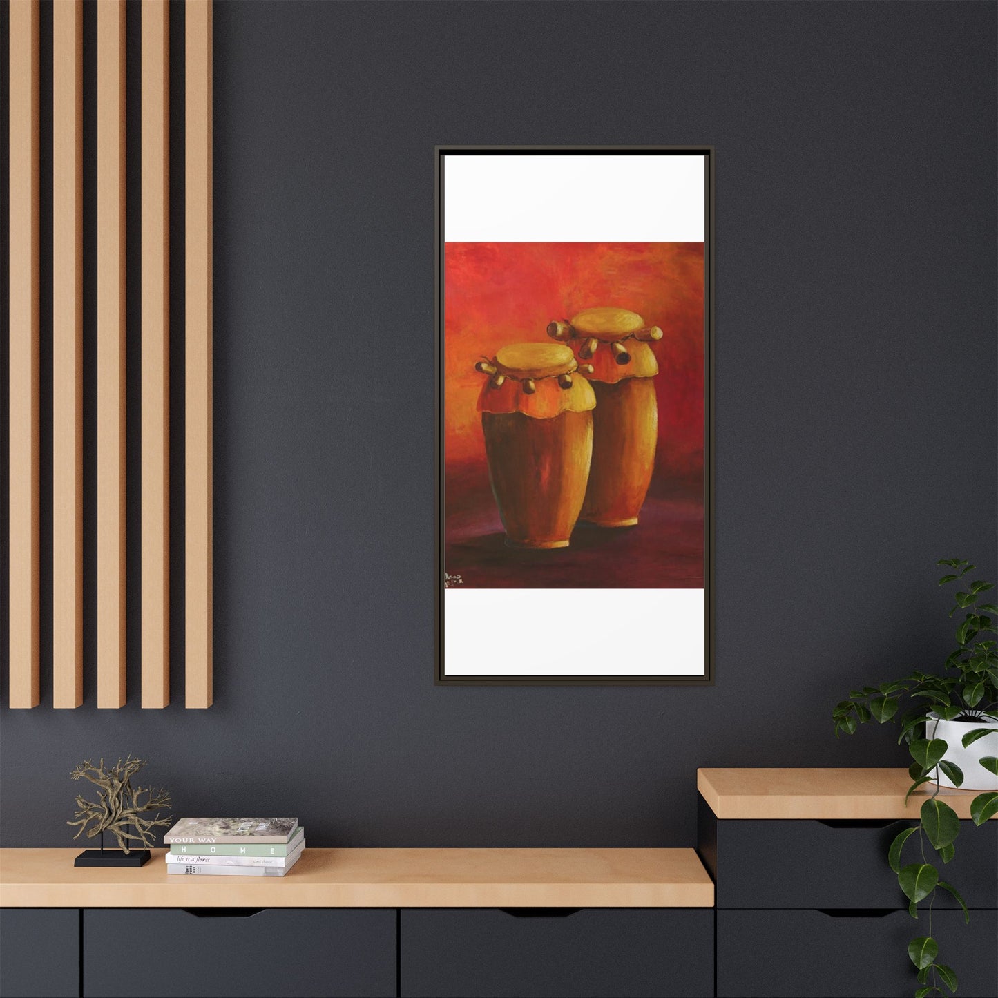 Canvas Wall Art - Haiti Cultural Drum, Matte Canvas, Framed