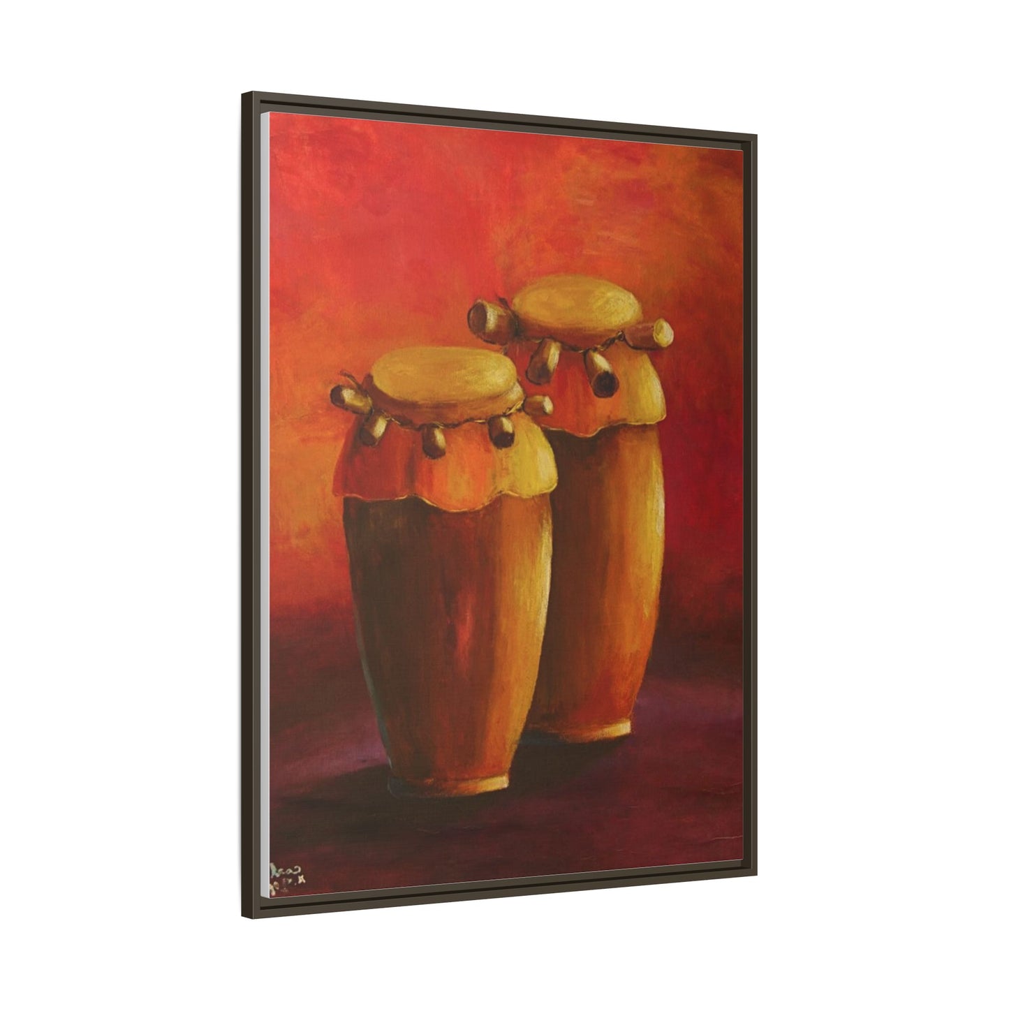 Canvas Wall Art - Haiti Cultural Drum, Matte Canvas, Framed