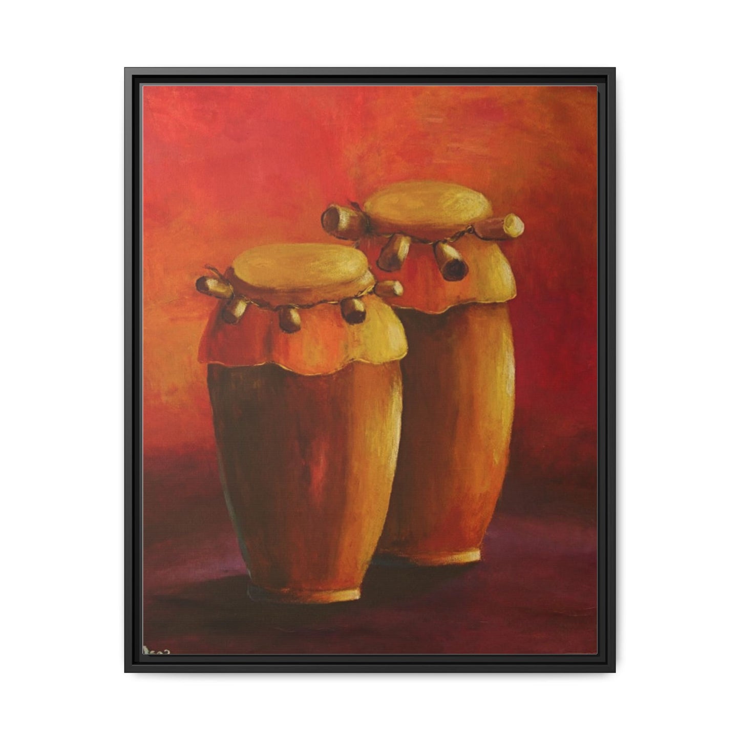 Canvas Wall Art - Haiti Cultural Drum, Matte Canvas, Framed