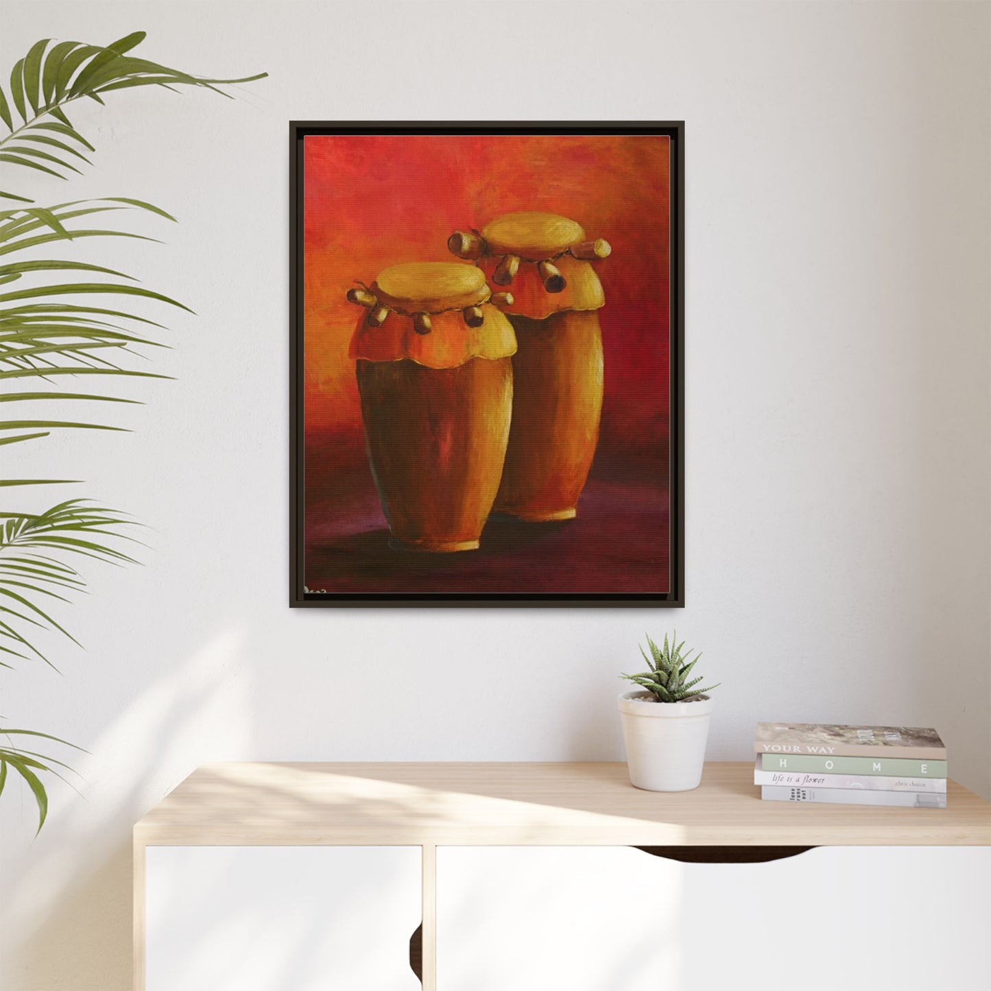 Canvas Wall Art - Haiti Cultural Drum, Matte Canvas, Framed
