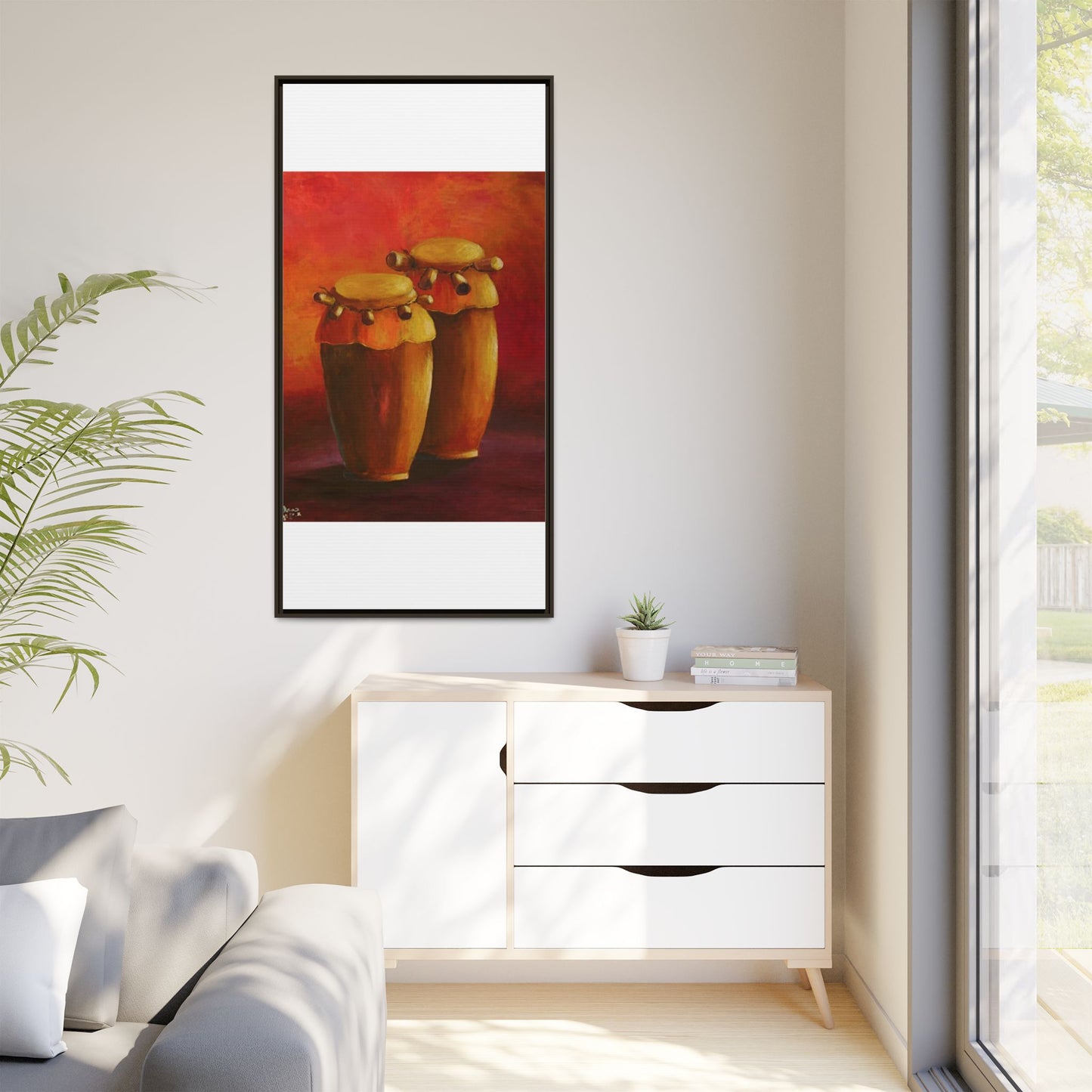 Canvas Wall Art - Haiti Cultural Drum, Matte Canvas, Framed
